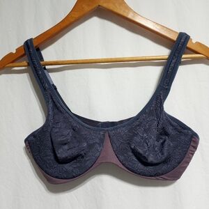 Delta Burke Navy and Mauve Seamless Comfort Underwire Lace Bra 38C